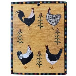 Vintage Warren Kimble Country Quartet Rooster & Hen Trivet Rustic Folk Art Decor